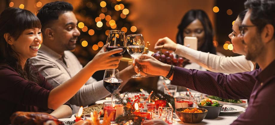 Friends celebrating the holidays