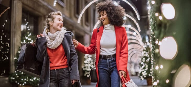 Young Women Christmas Shopping