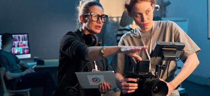 Female Director Giving Instructions on Set