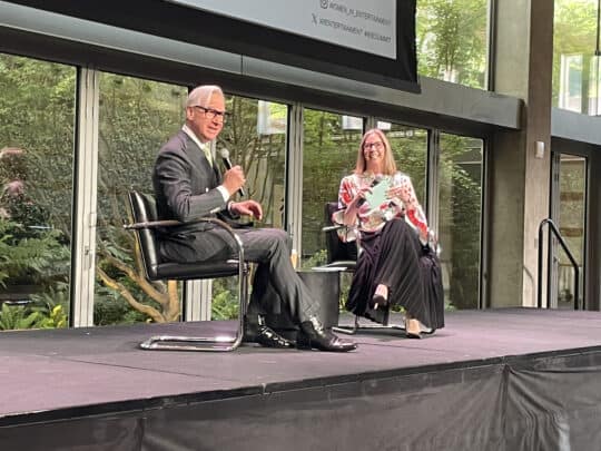 Paul Feig and Erika Anderson at the 2026 Women in Entertainment Summit.