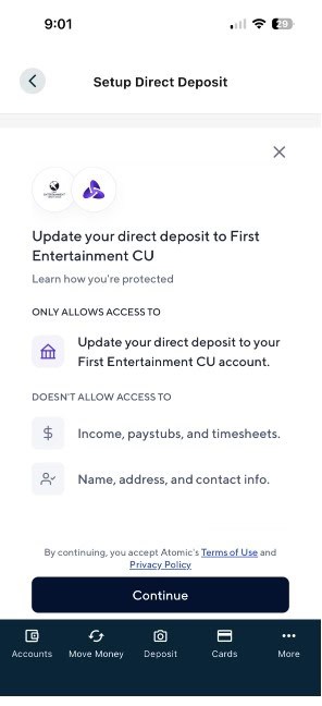 setup direct deposit